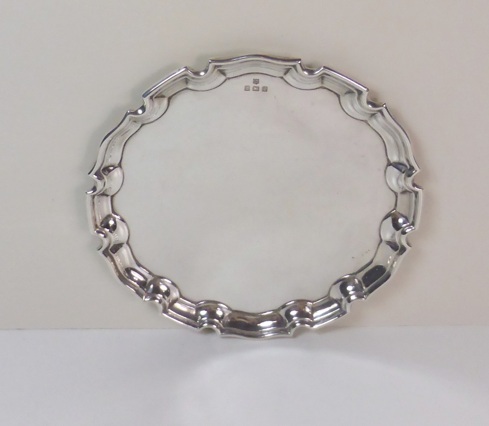 SMALL SOLID SILVER SALVER 1924