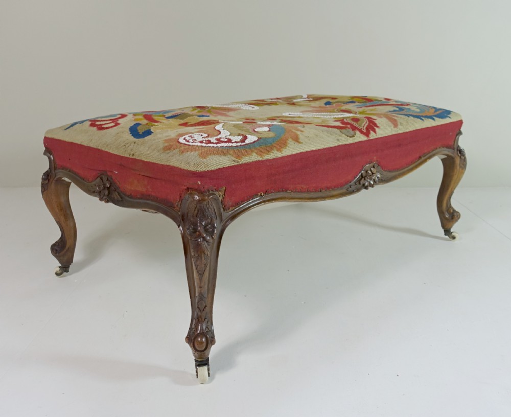 LARGE 19TH C WALNUT CENTRE STOOL