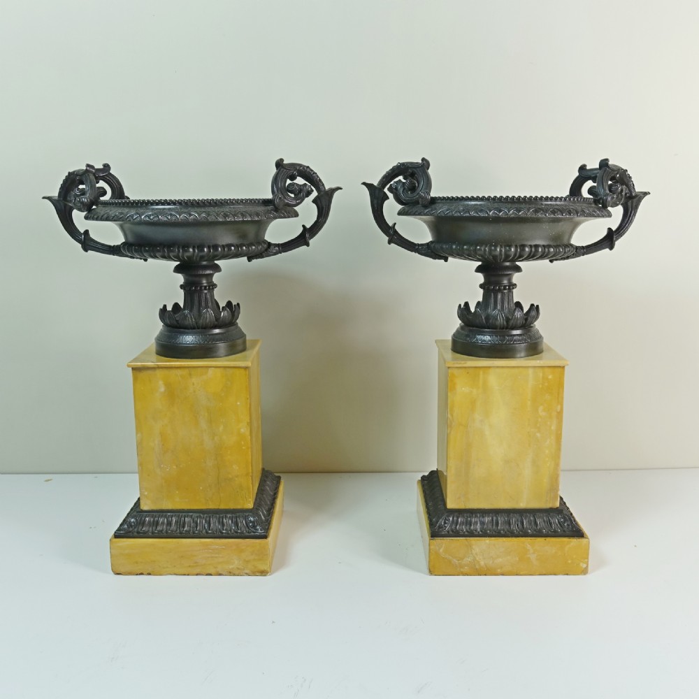 PAIR OF REGENCY BRONZE TAZZA
