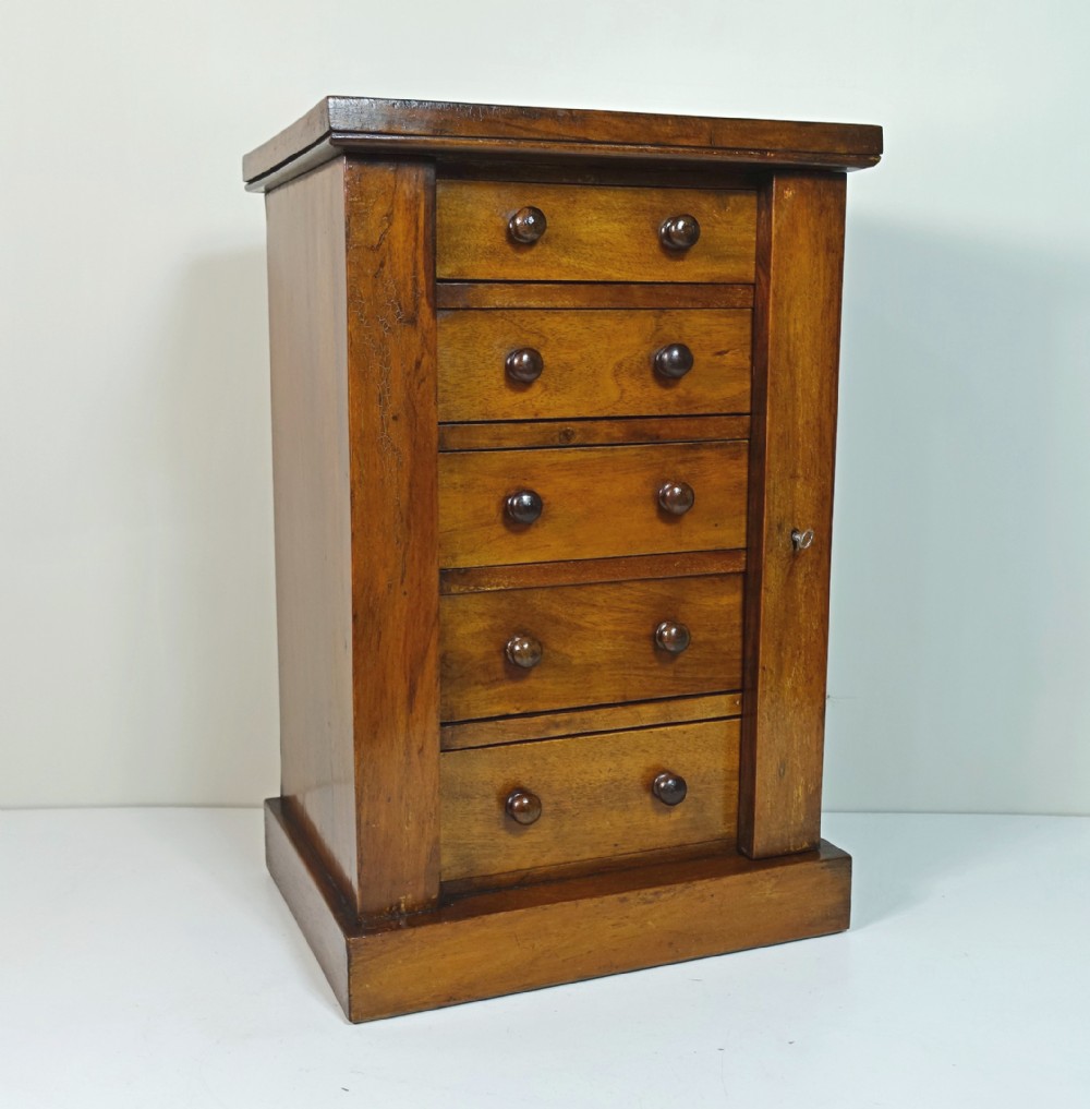 19TH C WALNUT TABLE TOP WELLINGTON CHEST