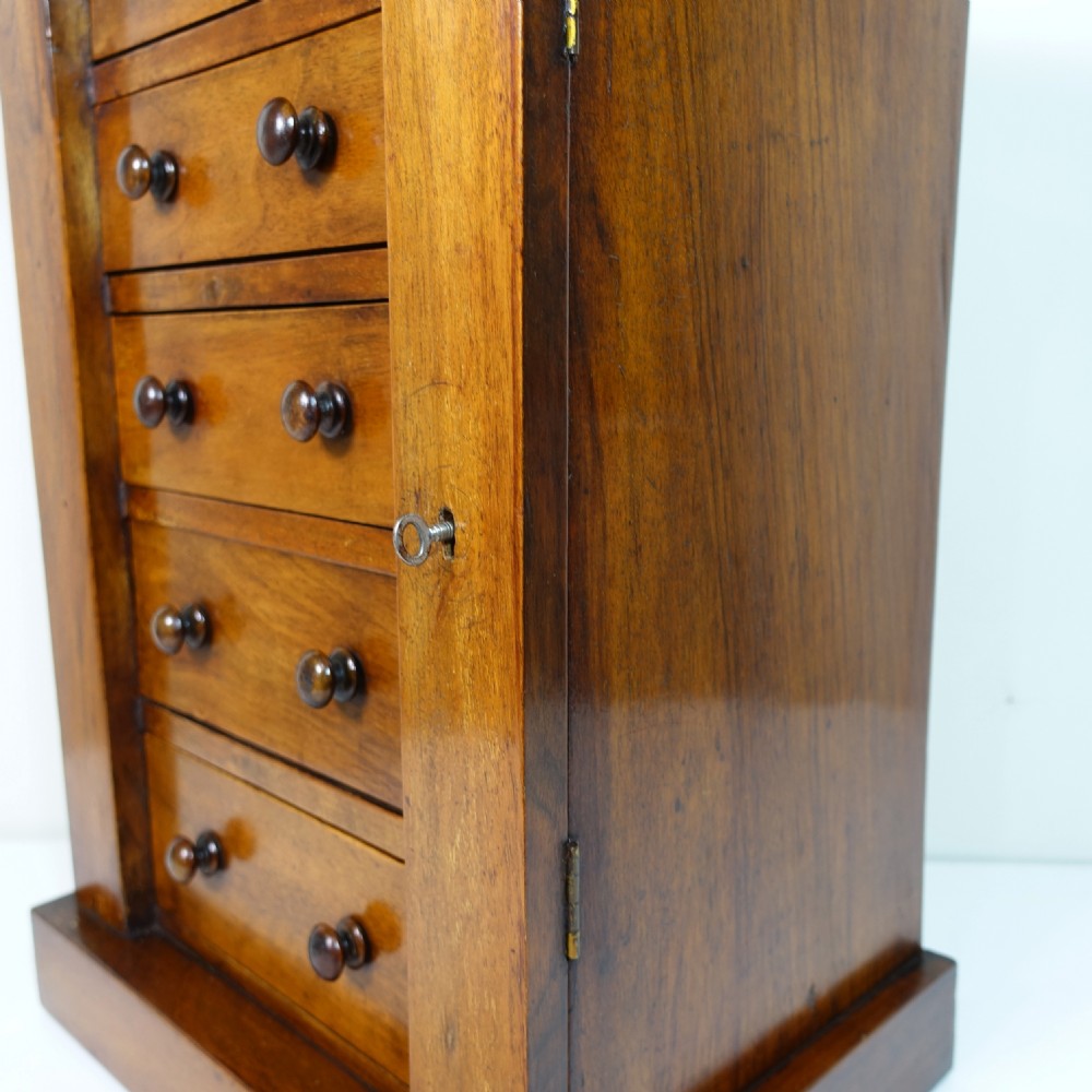 19TH C WALNUT TABLE TOP WELLINGTON CHEST View V