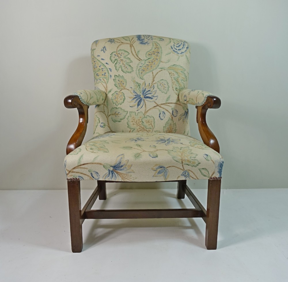 19TH C MAHOGANY OPEN ARM CHAIR
