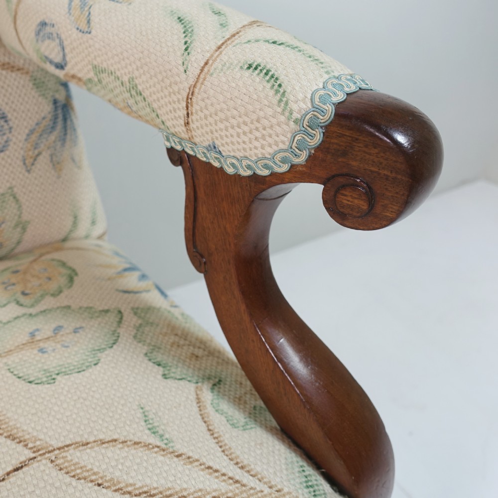 19TH C MAHOGANY OPEN ARM CHAIR View III