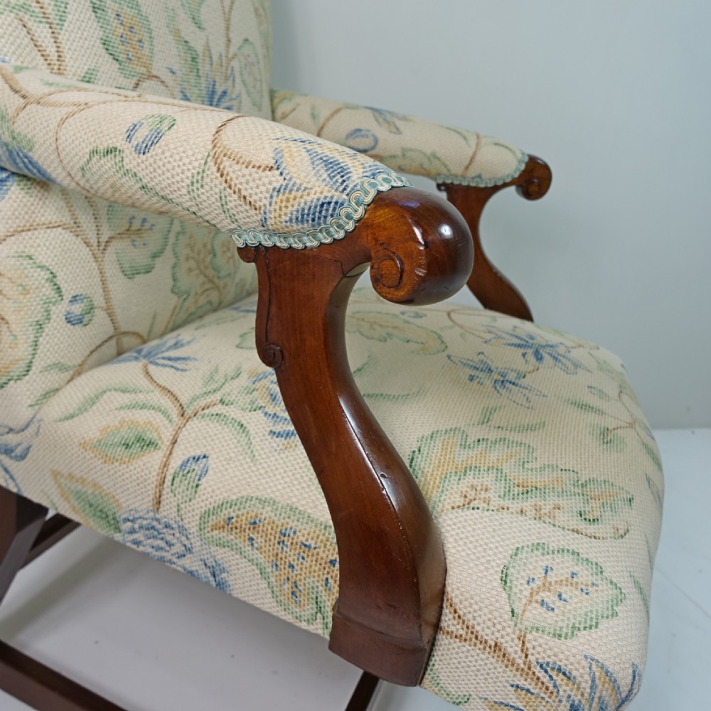 19TH C MAHOGANY OPEN ARM CHAIR View VII