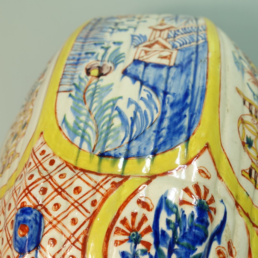 LARGE 18TH C DELFT POLYCHROME JAR & COVER View IV