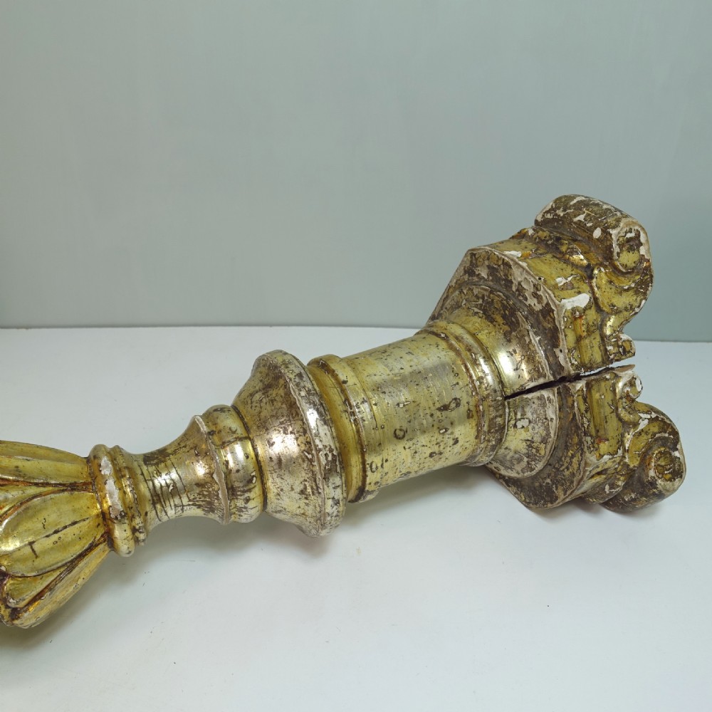 LARGE 18TH C GILTWOOD CANDLESTICKS View II