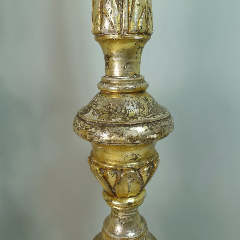 LARGE 18TH C GILTWOOD CANDLESTICKS View V