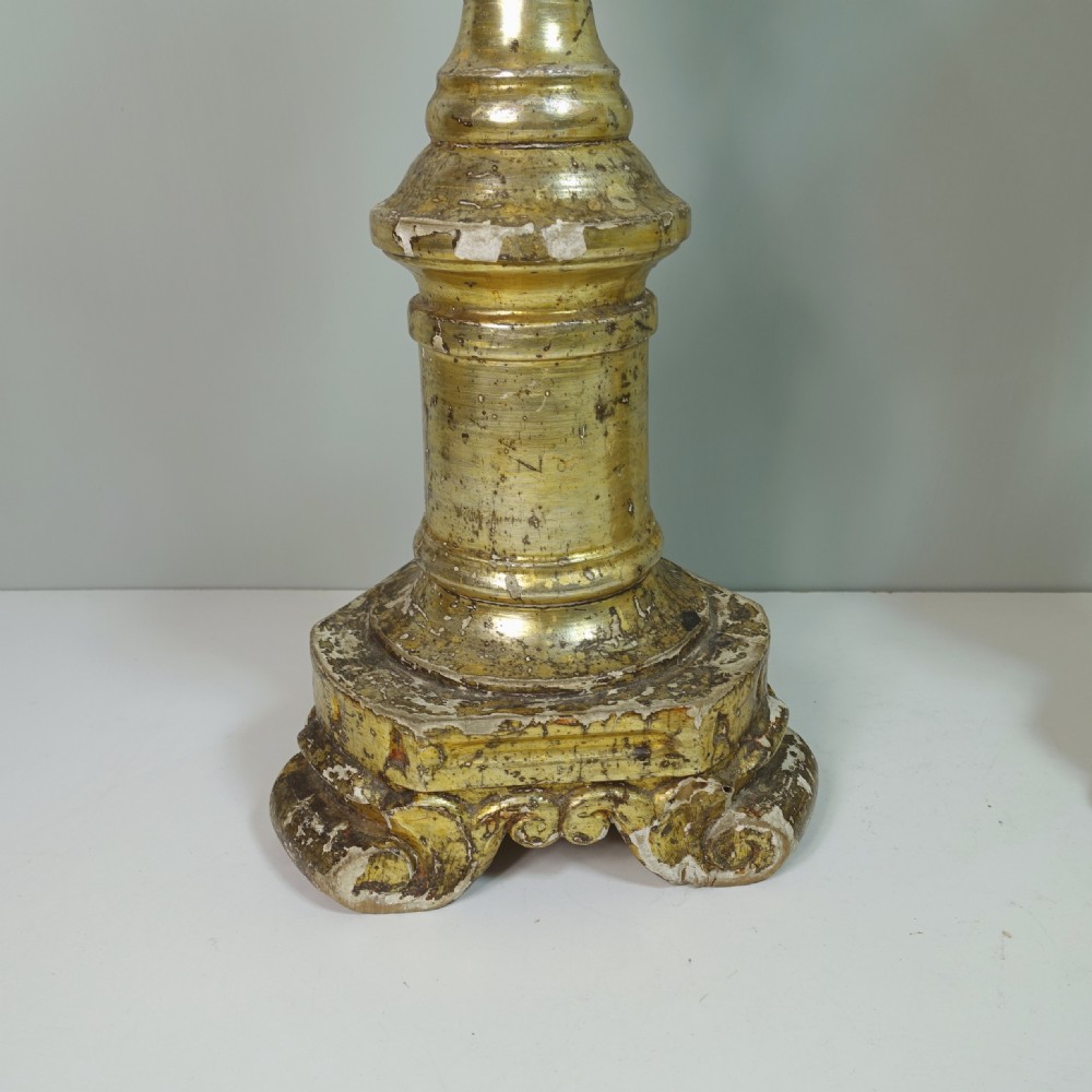 LARGE 18TH C GILTWOOD CANDLESTICKS View VI
