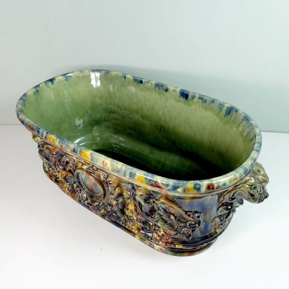 19TH C MAJOLICA JARDINIERE PLANTER View III