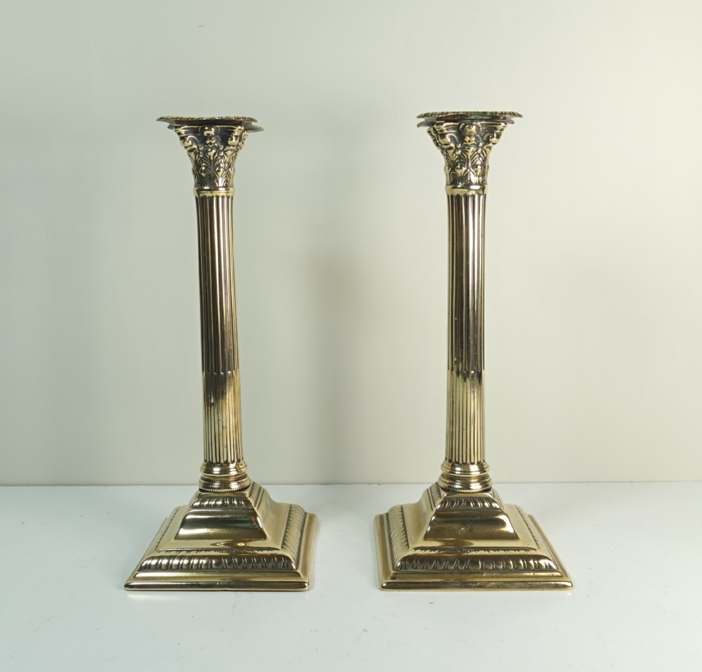PAIR OF GEORGE III BRASS CANDLESTICKS