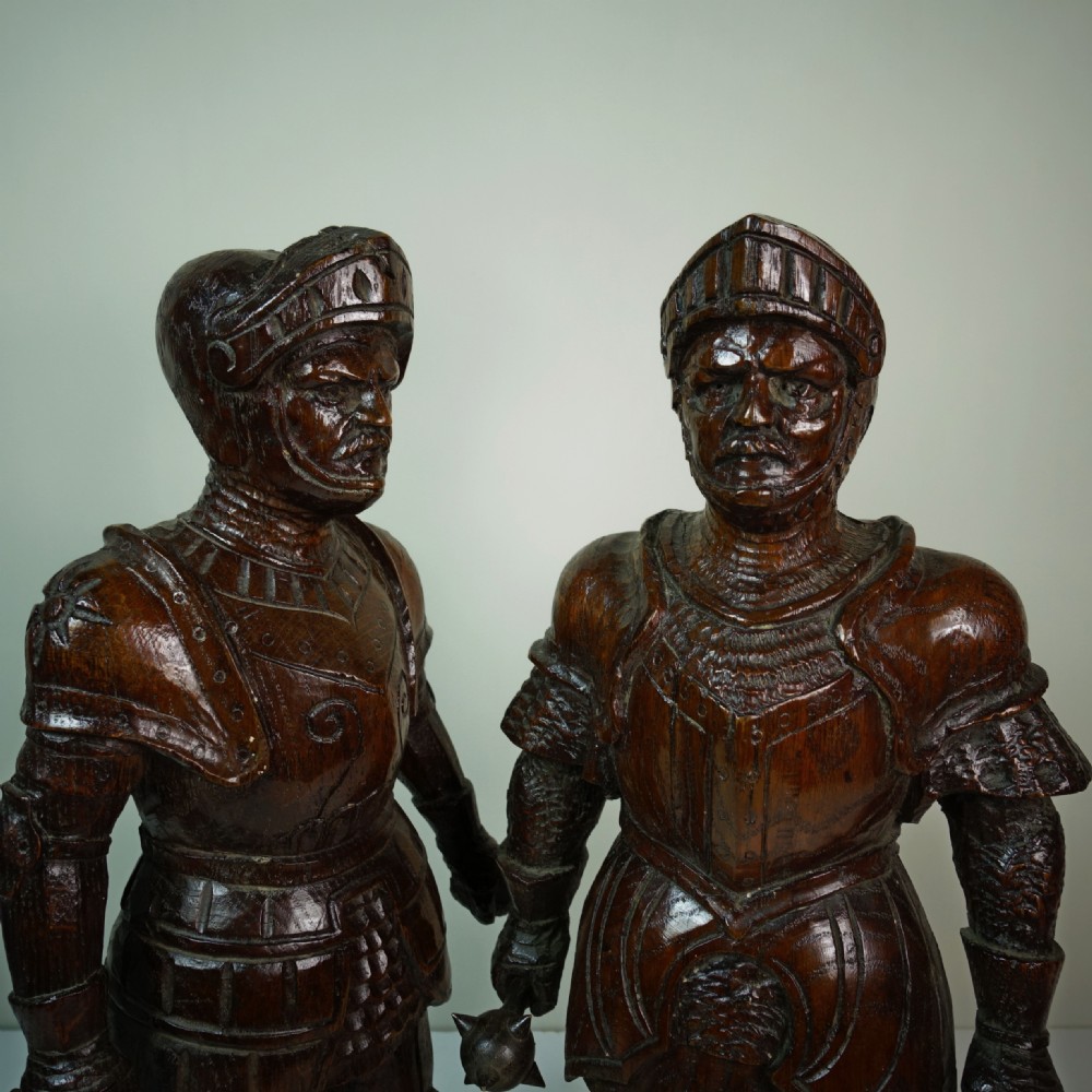 PAIR OF 19TH C CARVED OAK KNIGHTS View IV