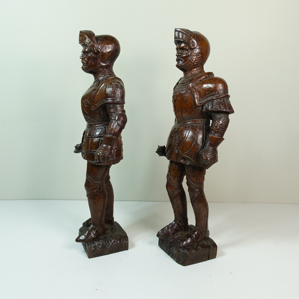 PAIR OF 19TH C CARVED OAK KNIGHTS View V