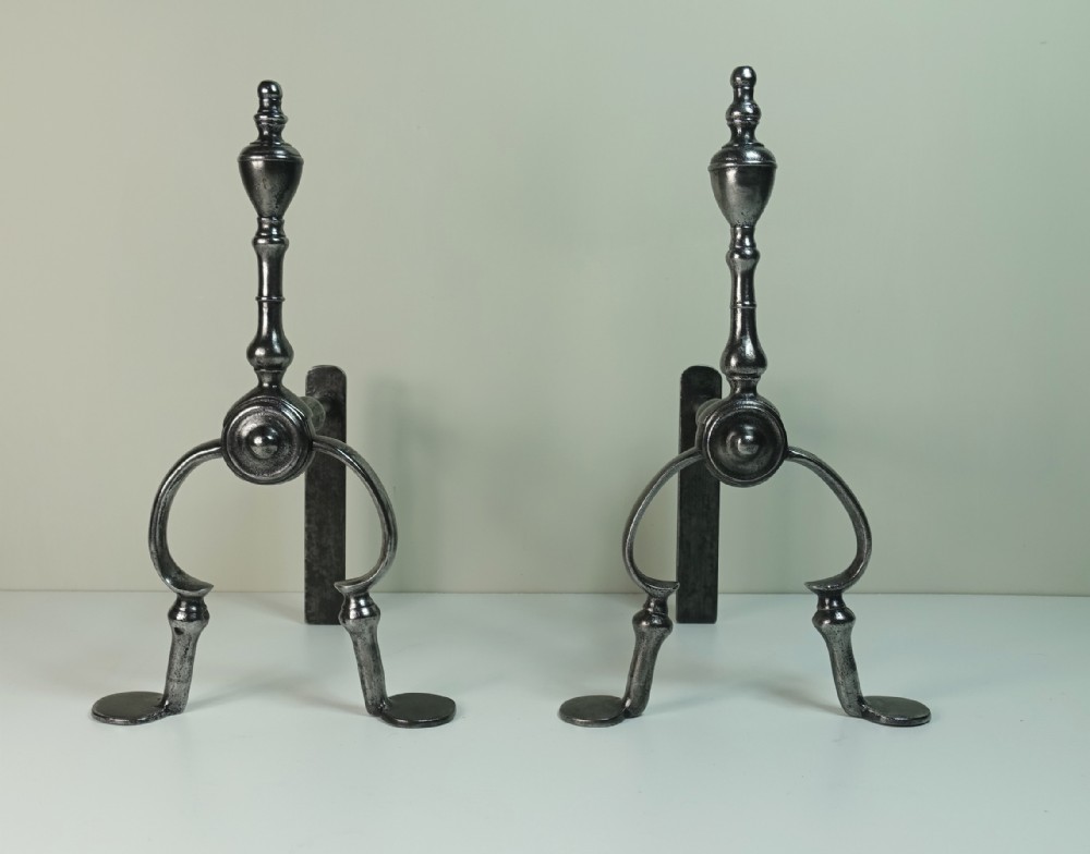 PAIR OF GEORGIAN STEEL FIRE DOGS