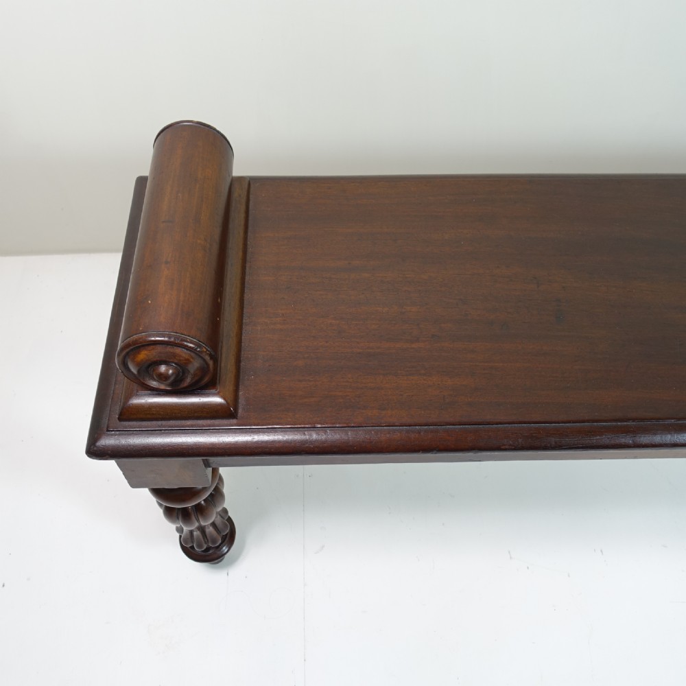 LONG 19TH C MAHOGANY HALL BENCH View VII