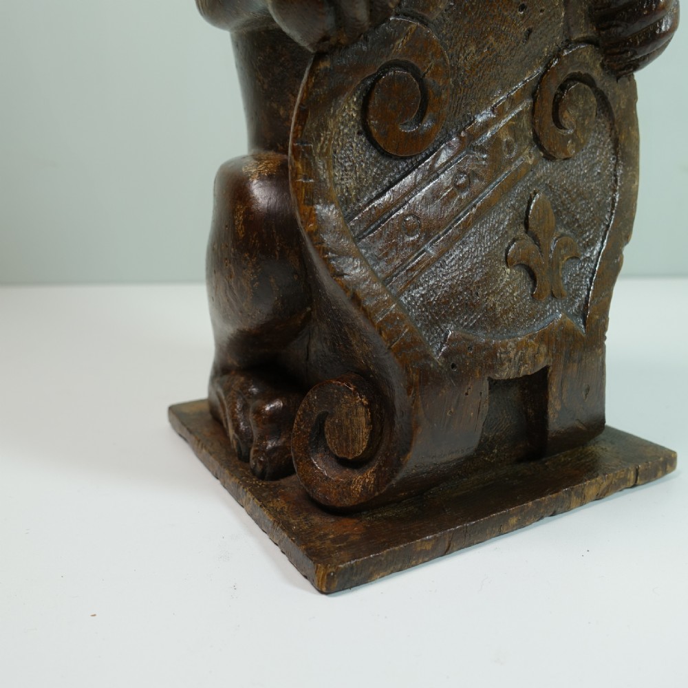 18TH C CARVED OAK LION View V