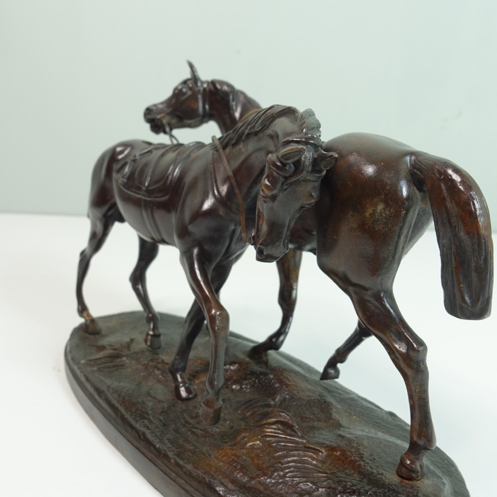 A 19TH C BRONZE OF STALLION HORSES View V