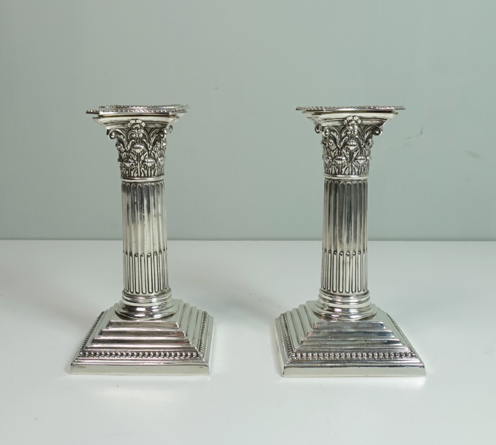 PAIR OF 19TH C SILVER CANDLESTICKS