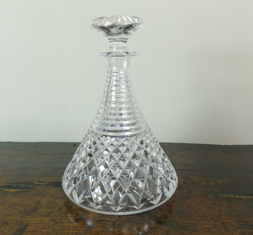19TH C CUT GLASS SHIPS DECANTER