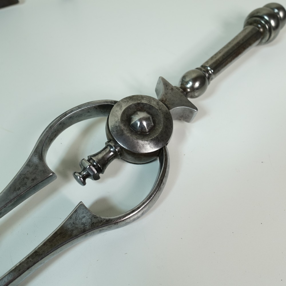 SET OF EARLY 19TH C STEEL FIRE TOOLS View IV