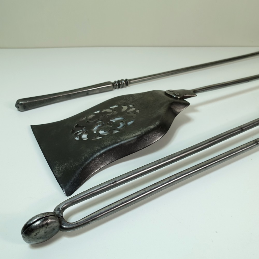 SET OF EARLY 19TH C STEEL FIRE TOOLS View V