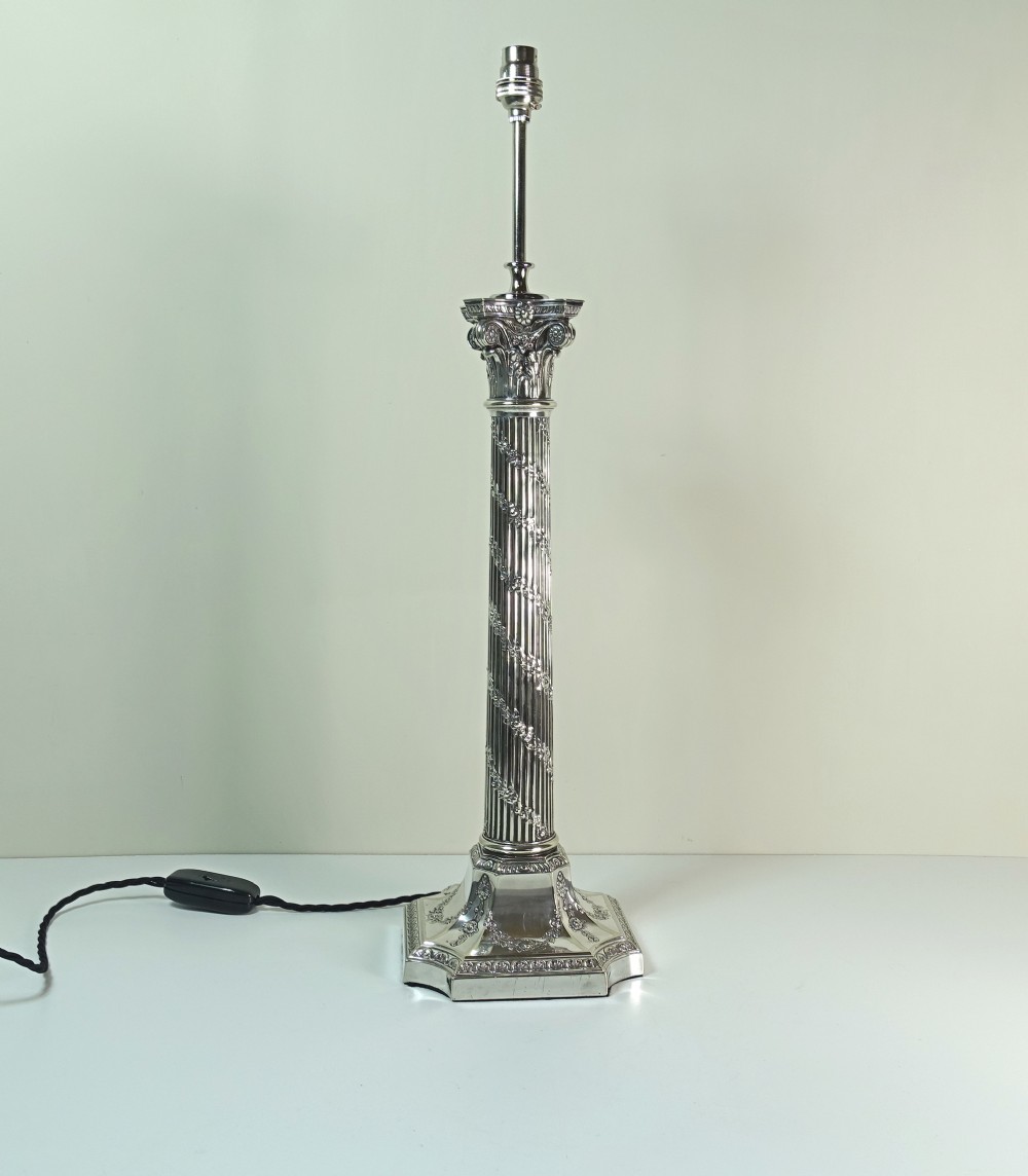 19TH C SILVER PLATED LAMP