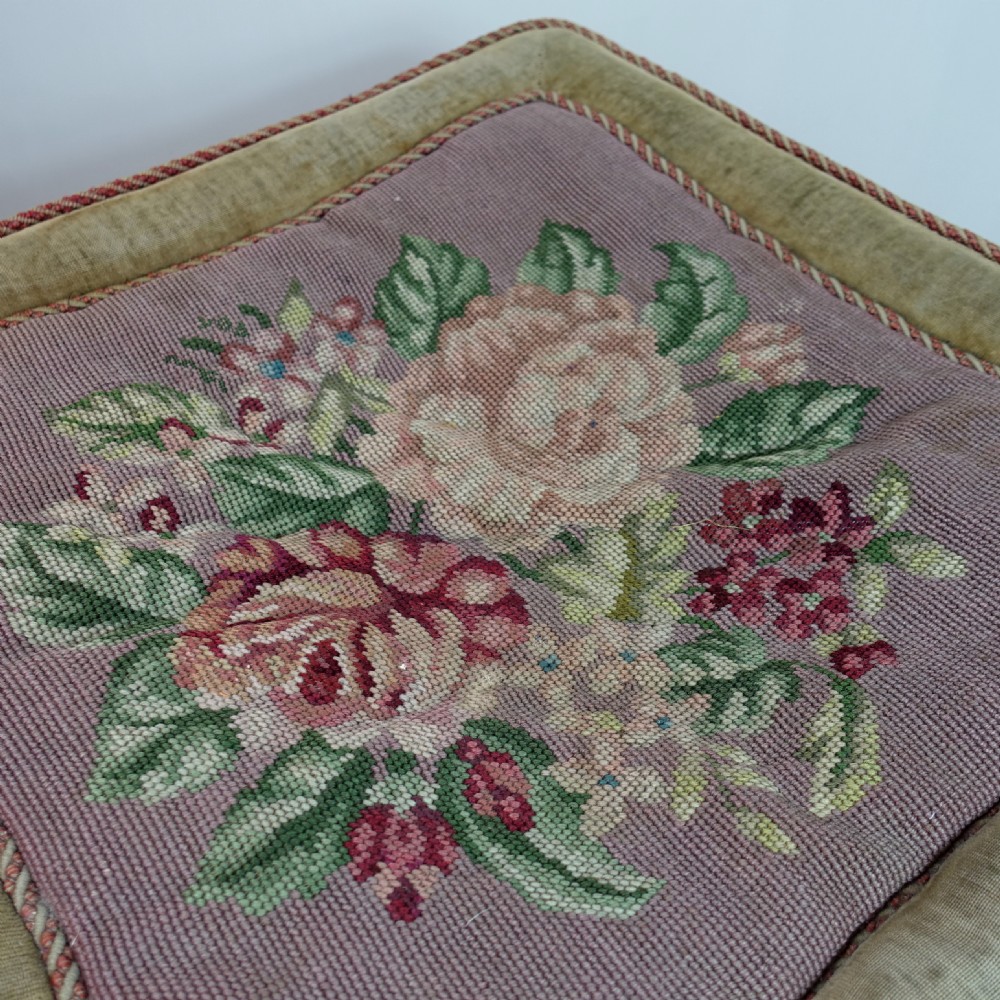 19TH C MAHOGANY & NEEDLEWORK STOOL View IV
