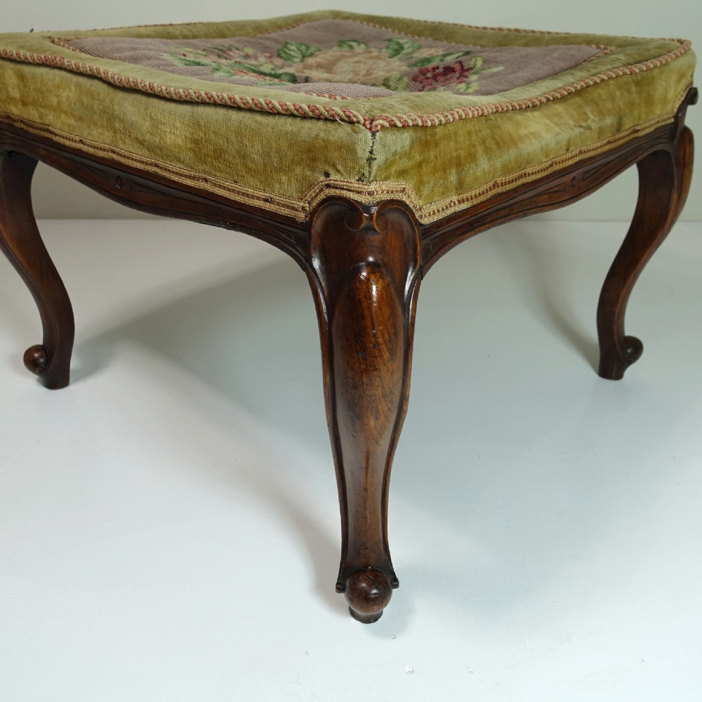 19TH C MAHOGANY & NEEDLEWORK STOOL View V
