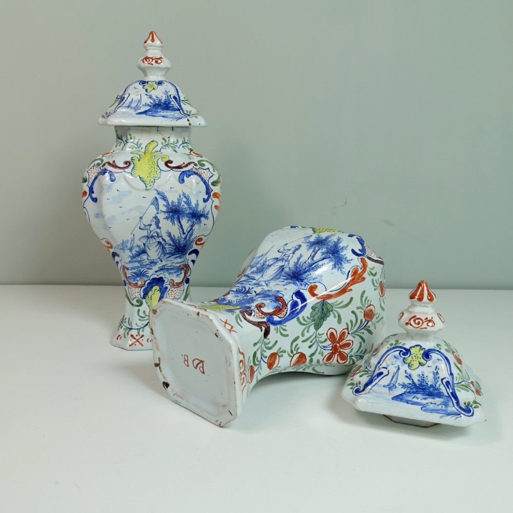 PAIR OF 18TH C DELFT VASES & COVERS View IV