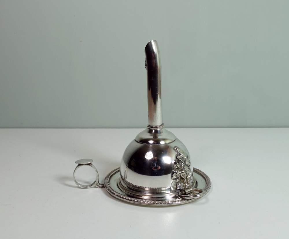 19TH C SILVER PLATED WINE FUNNEL & STAND
