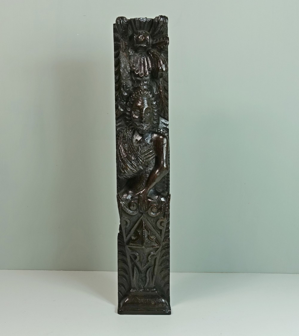 EARLY 17TH C CARVED OAK HERM