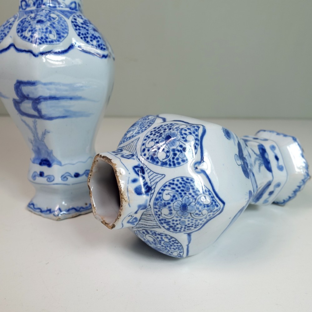 PAIR OF 18TH C DELFT VASES View III