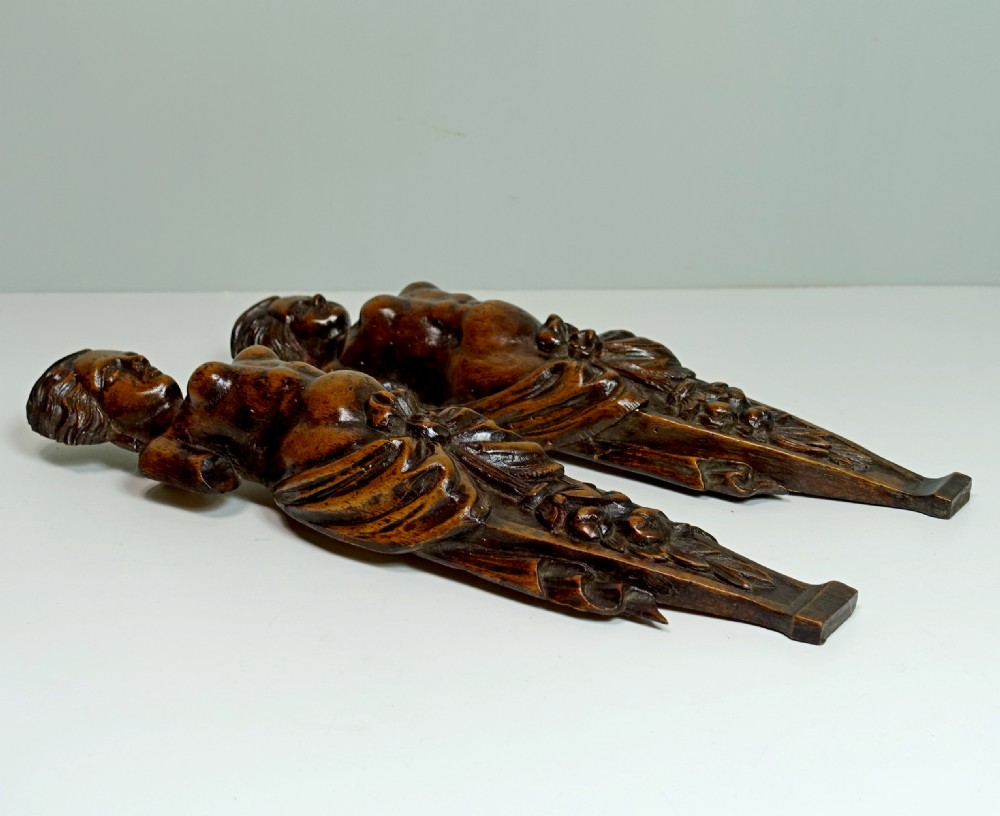 PAIR OF 17TH C WALNUT TERM FIGURES View III