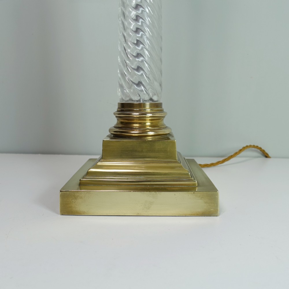 19TH C BRASS & GLASS LAMP BASE View II