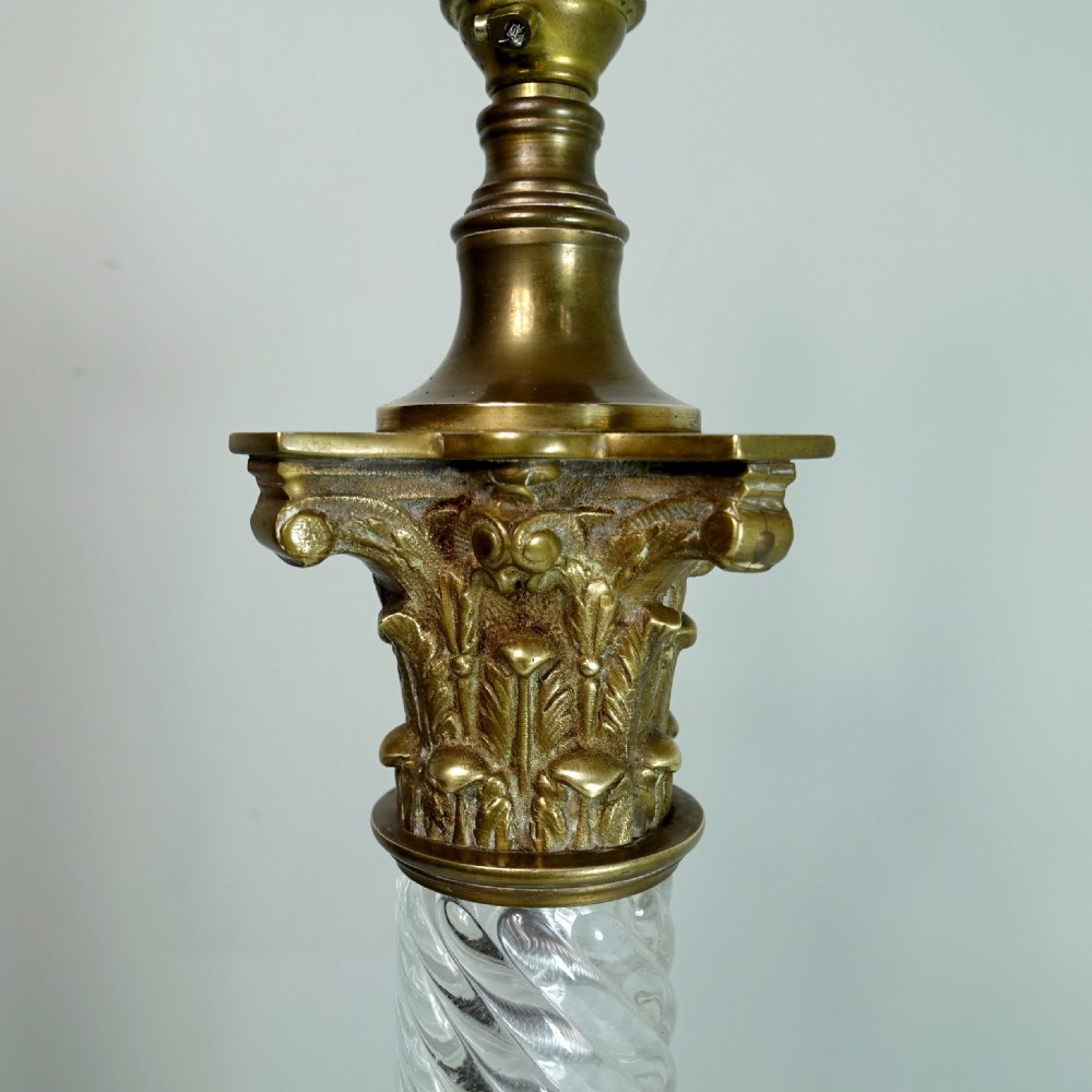 19TH C BRASS & GLASS LAMP BASE View IV