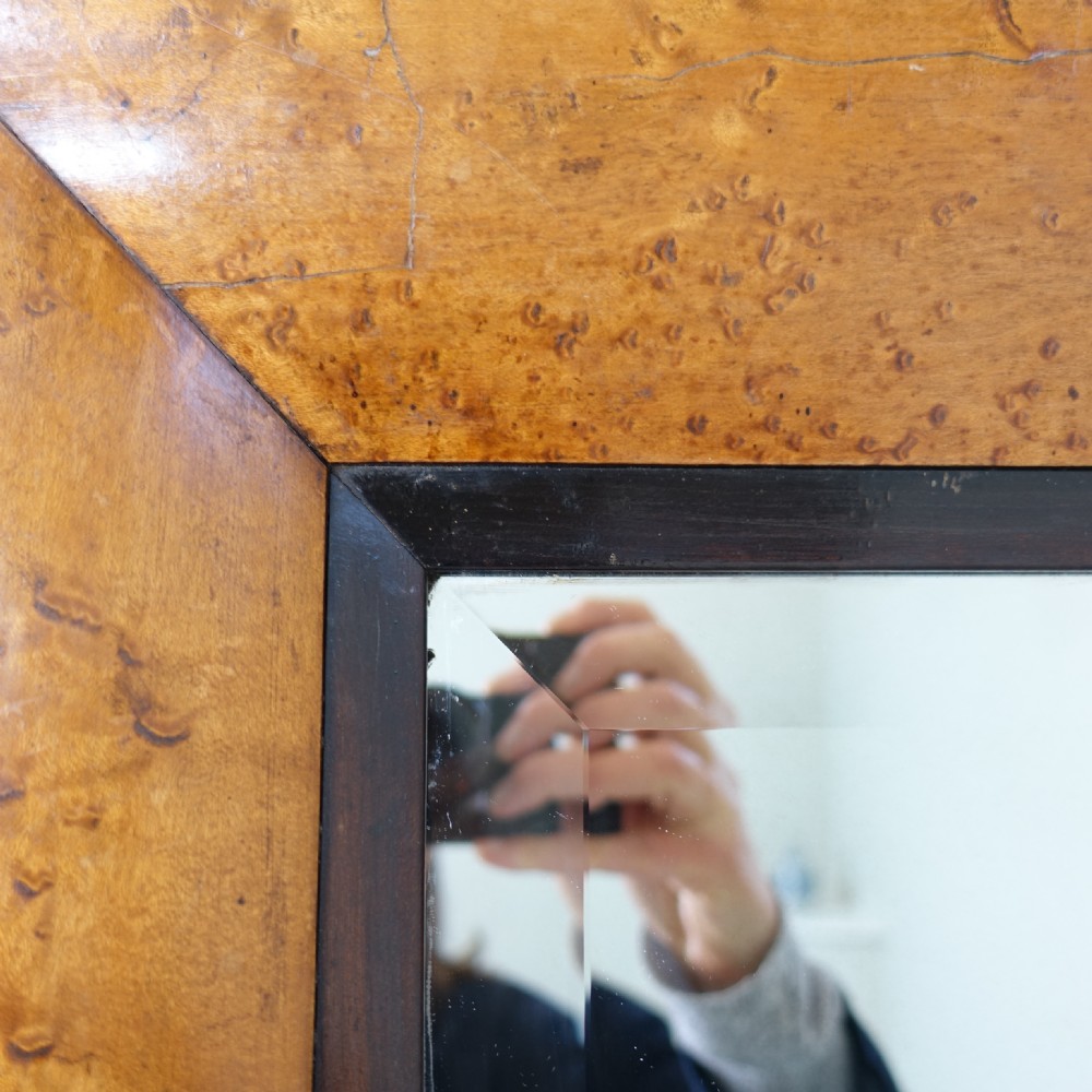 LARGE 19TH C BIRDS EYE MAPLE MIRROR View V