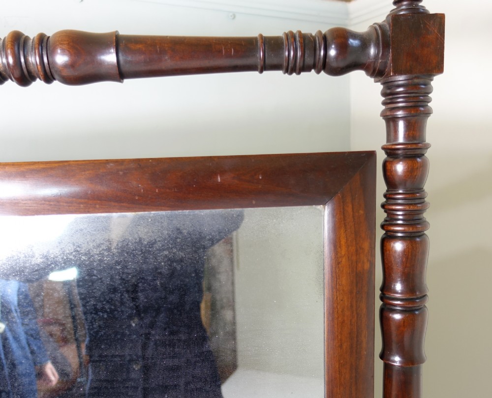 EARLY 19TH C MAHOGANY CHEVAL MIRROR View V