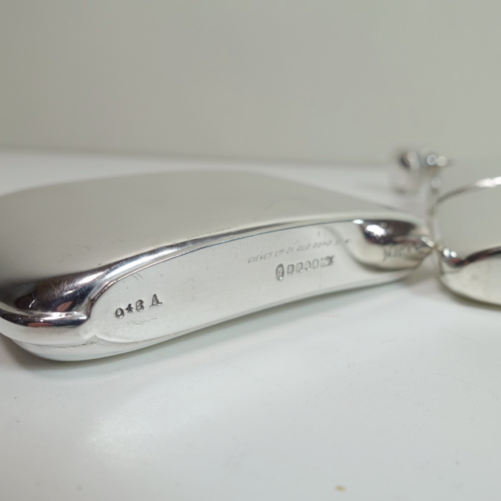 LARGE 19TH C SILVER PLATED GIEVES HIP FLASK View VI
