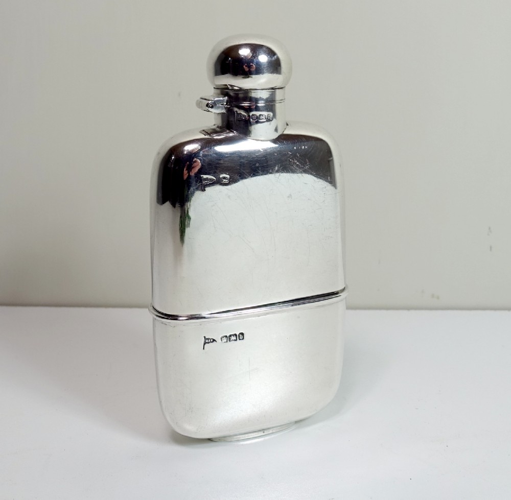 SOLID SILVER HIP FLASK 1900