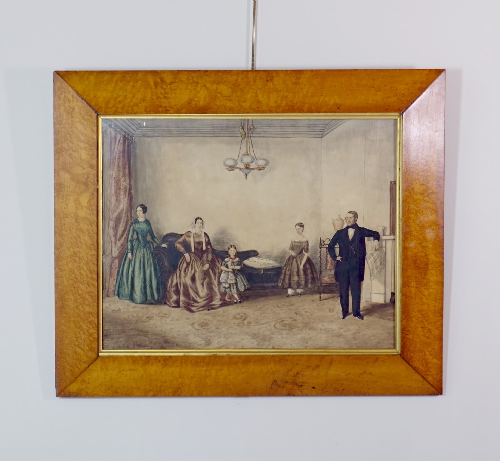 19TH C FRAMED FAMILY WATERCOLOUR 