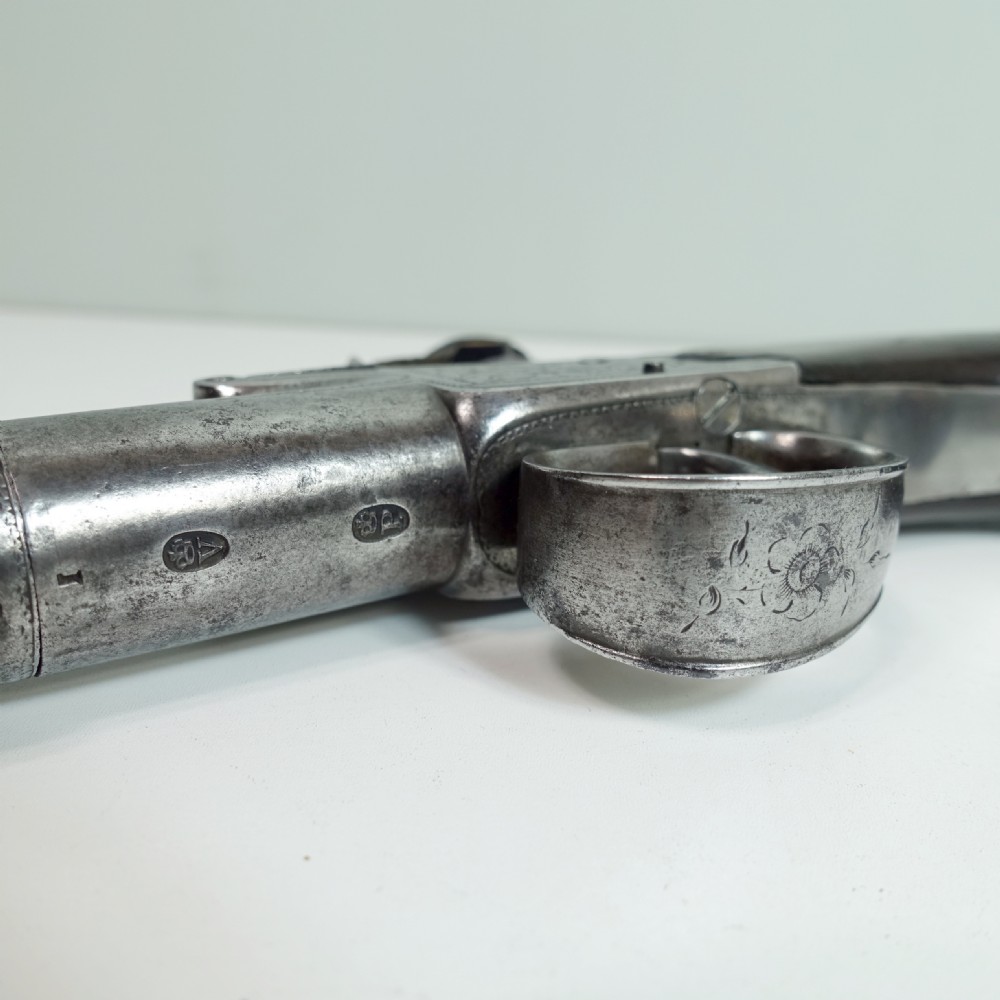 18TH C FLINTLOCK PISTOL WITH MASK DECORATION View III