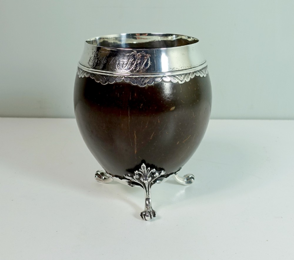 19TH C SILVER MOUNTED COCONUT CUP