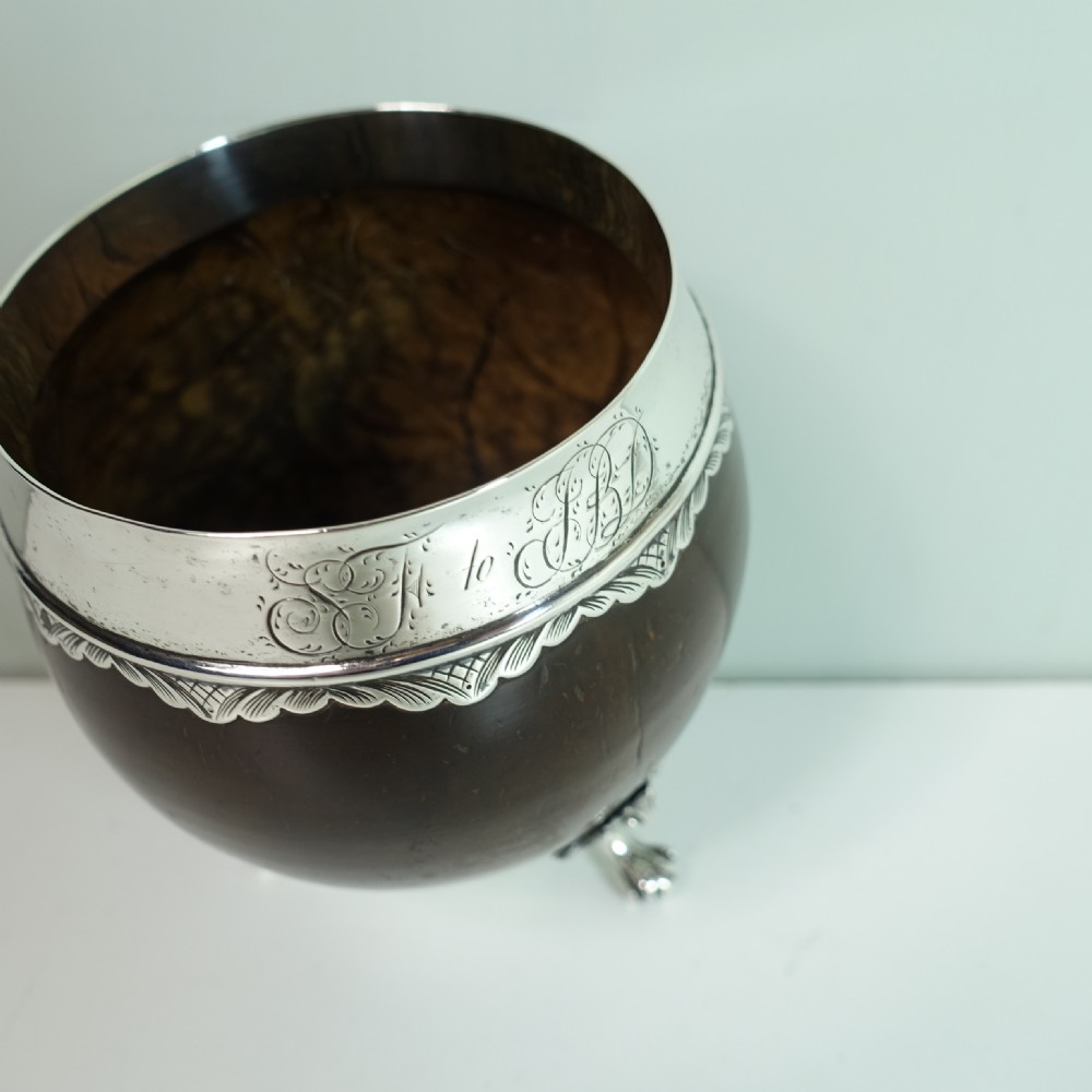 19TH C SILVER MOUNTED COCONUT CUP View V