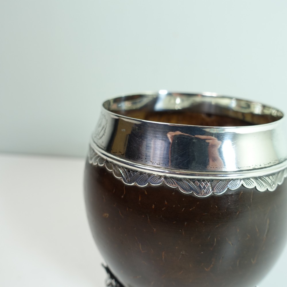 19TH C SILVER MOUNTED COCONUT CUP View VI