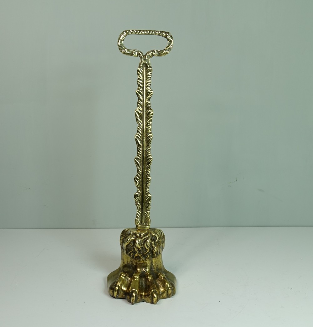 19TH C  BRASS LIONS PAW DOOR PORTER