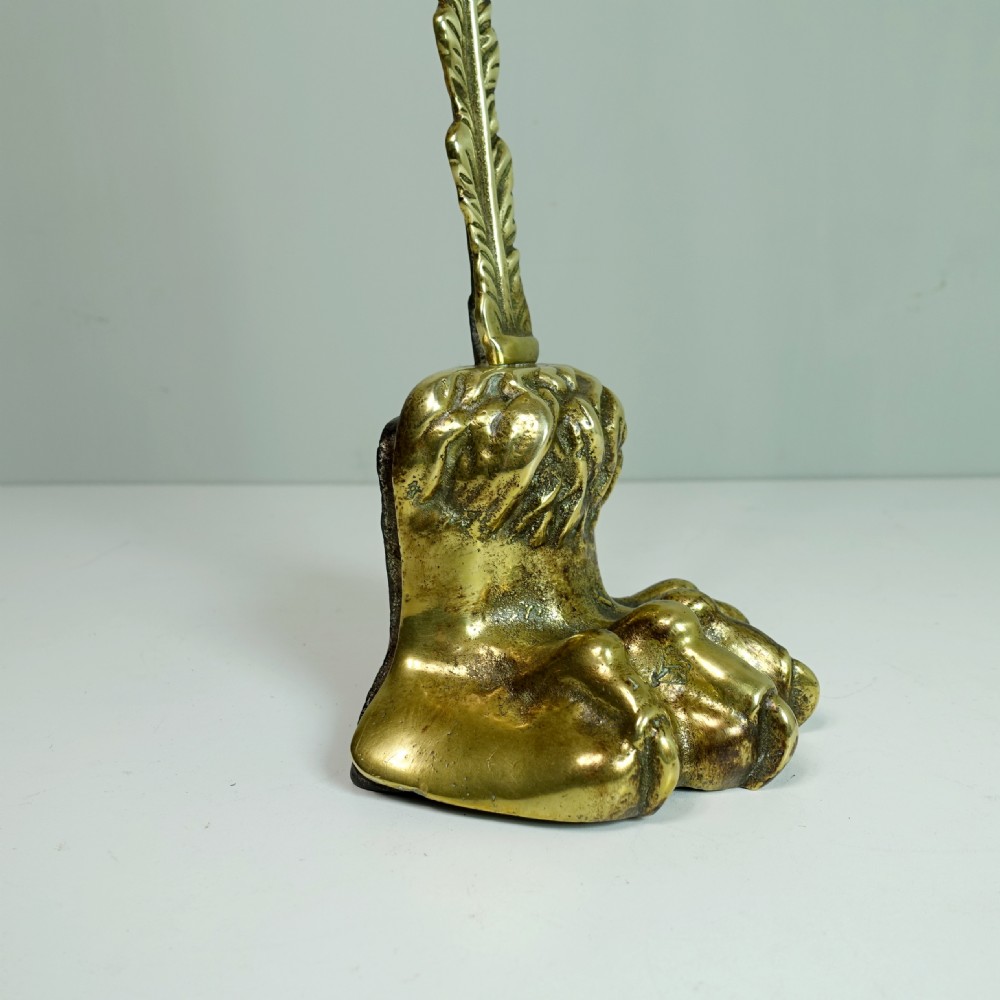 19TH C  BRASS LIONS PAW DOOR PORTER View V
