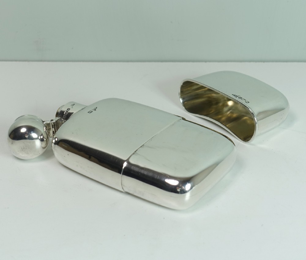 SOLID SILVER HIP FLASK, SHEFFIELD 1910