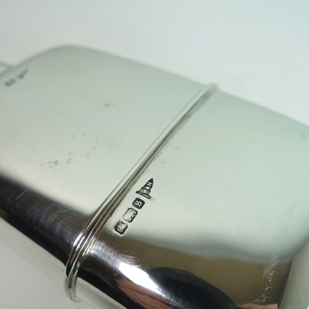 SOLID SILVER HIP FLASK, SHEFFIELD 1910 View IV