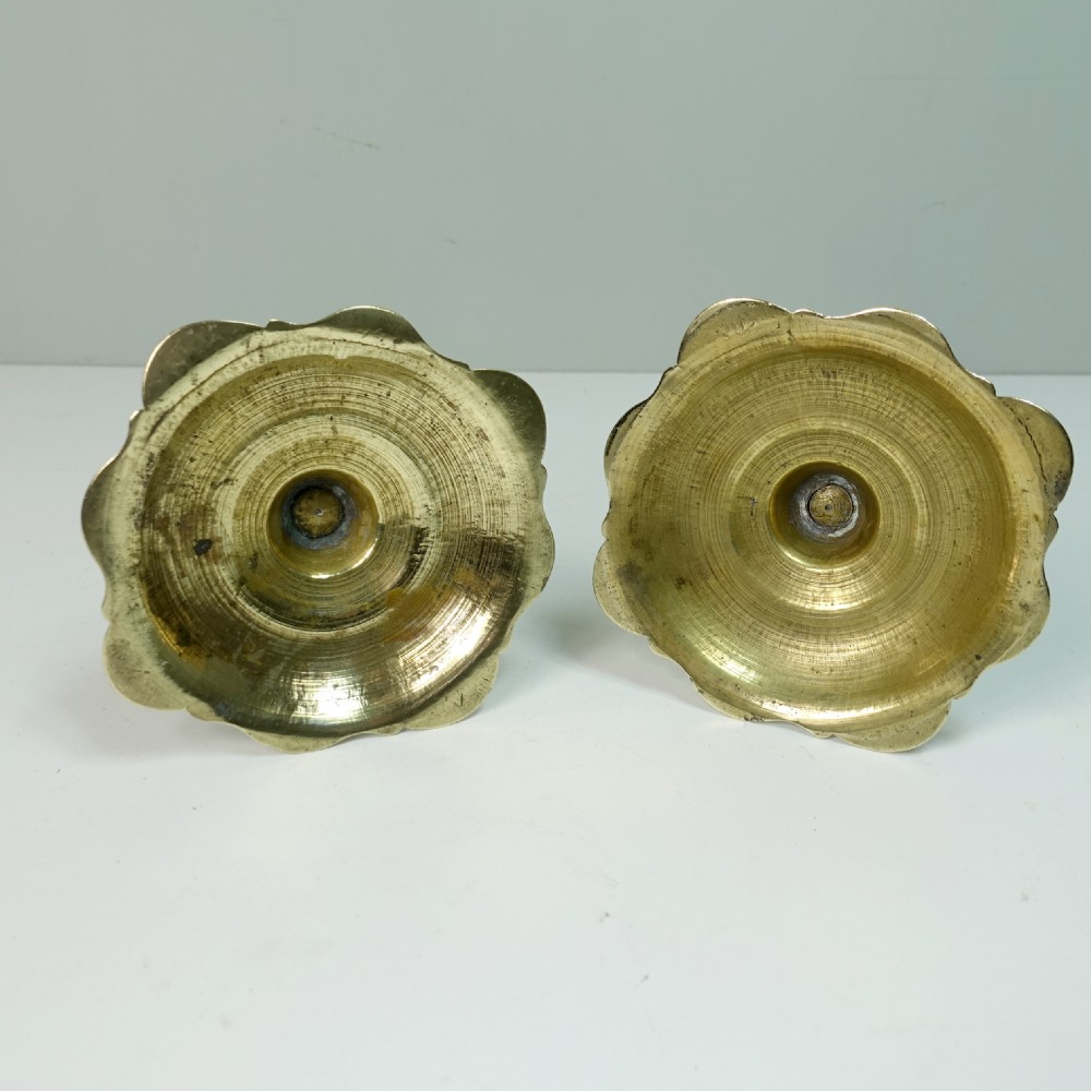 PAIR OF 18TH C BRASS CANDLESTICKS View V