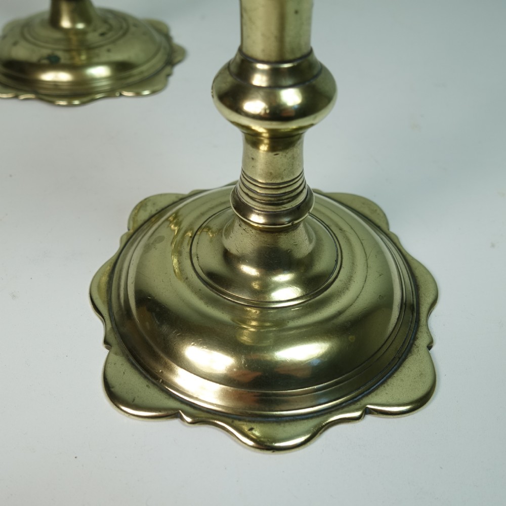 PAIR OF 18TH C BRASS CANDLESTICKS View VI