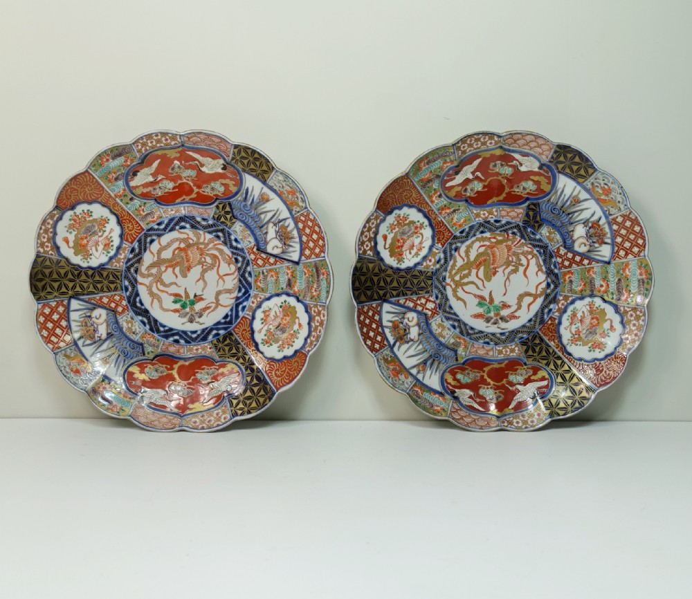 PAIR OF 19TH C IMARI CHARGERS